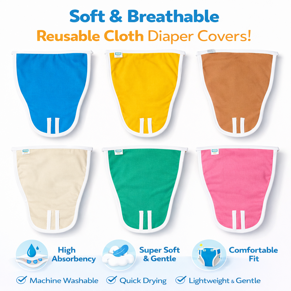 Zikku Washable Cotton Cloth Nappies for Newborn (Pack of 6) | 0-6 Months