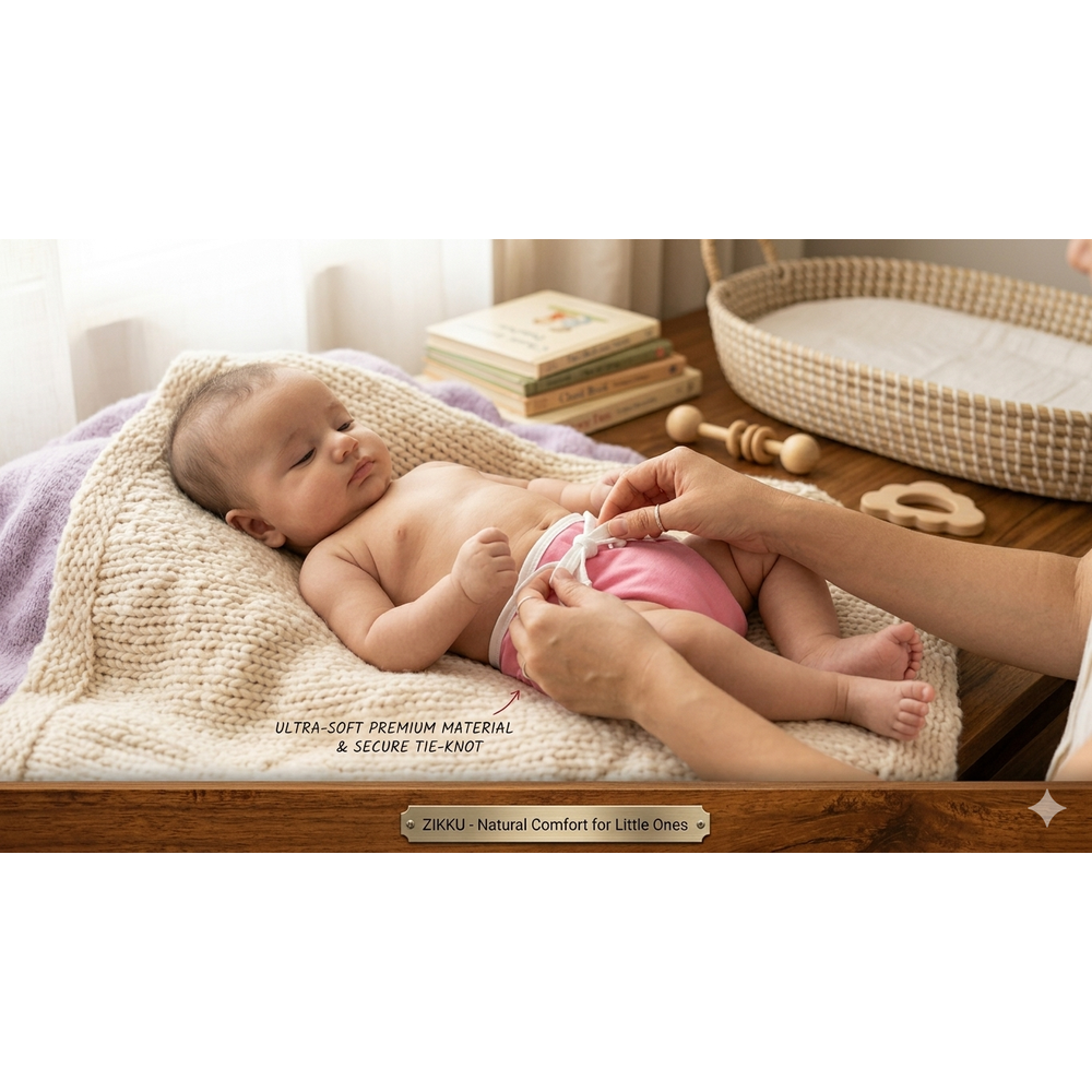 Zikku Washable Cotton Cloth Nappies for Newborn (Pack of 6) | 0-6 Months