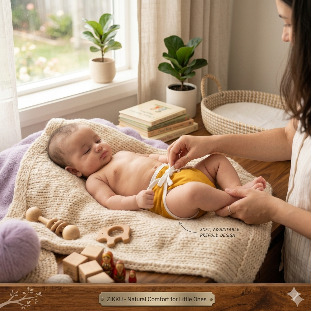 Zikku Washable Cotton Cloth Nappies for Newborn (Pack of 6) | 0-6 Months