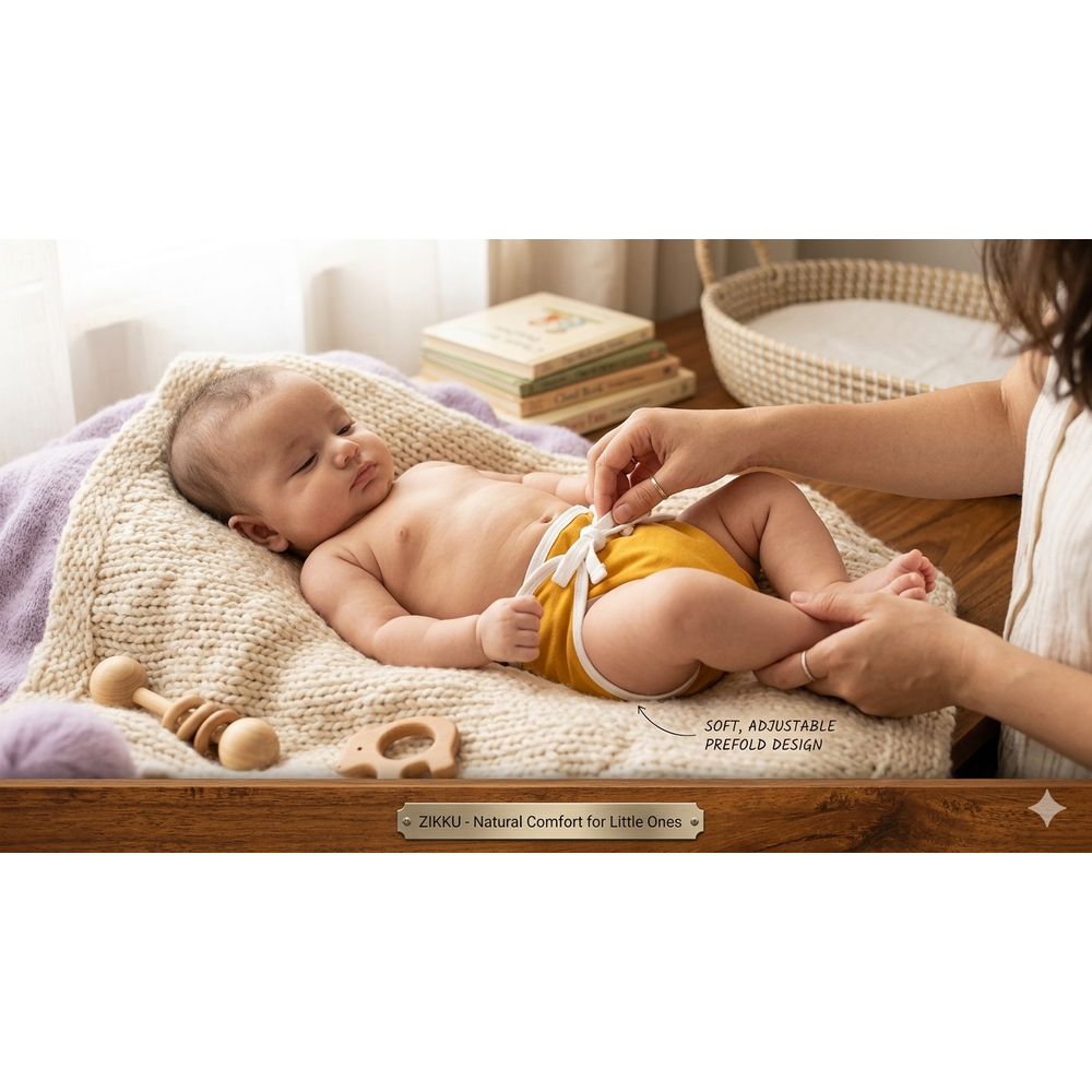 Zikku Washable Cotton Cloth Nappies for Newborn (Pack of 6) | 0-6 Months