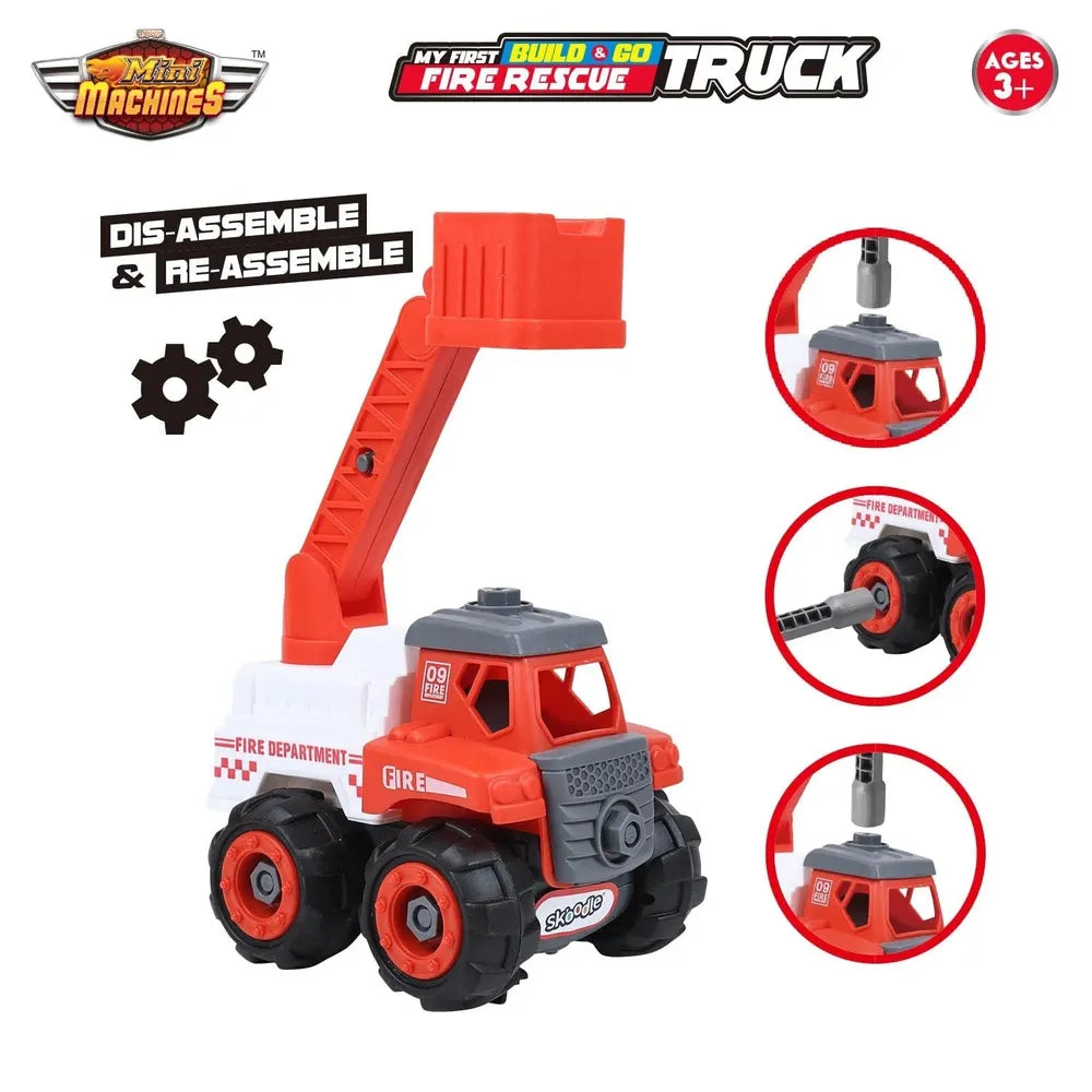 Skoodle Mini Machines Build & Go Fire Rescue Truck Toy - White