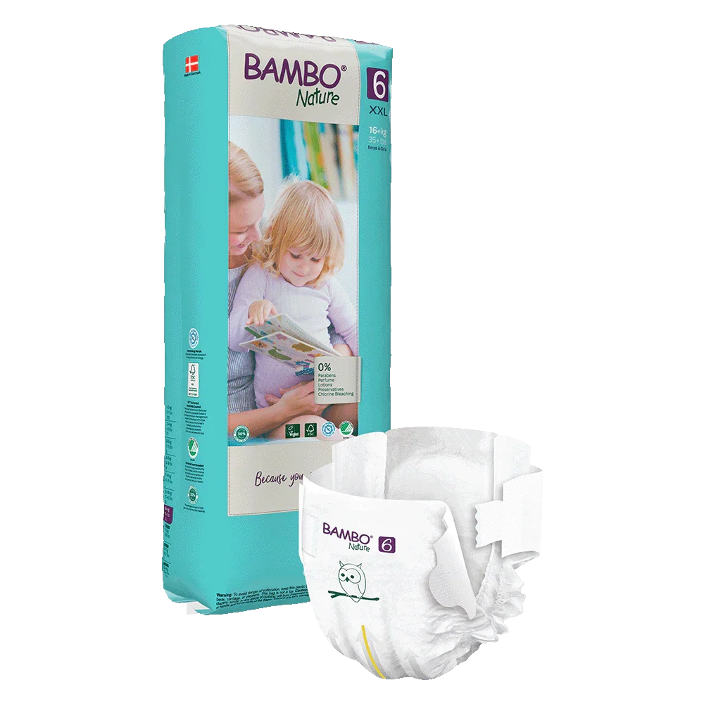 Bambo Nature (6-XXL) Diapers | 40 Diapers | 16+ Kg | 35+ lbs