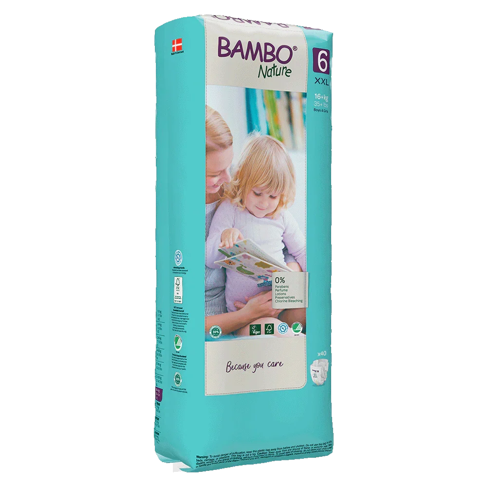Bambo Nature (6-XXL) Diapers | 40 Diapers | 16+ Kg | 35+ lbs