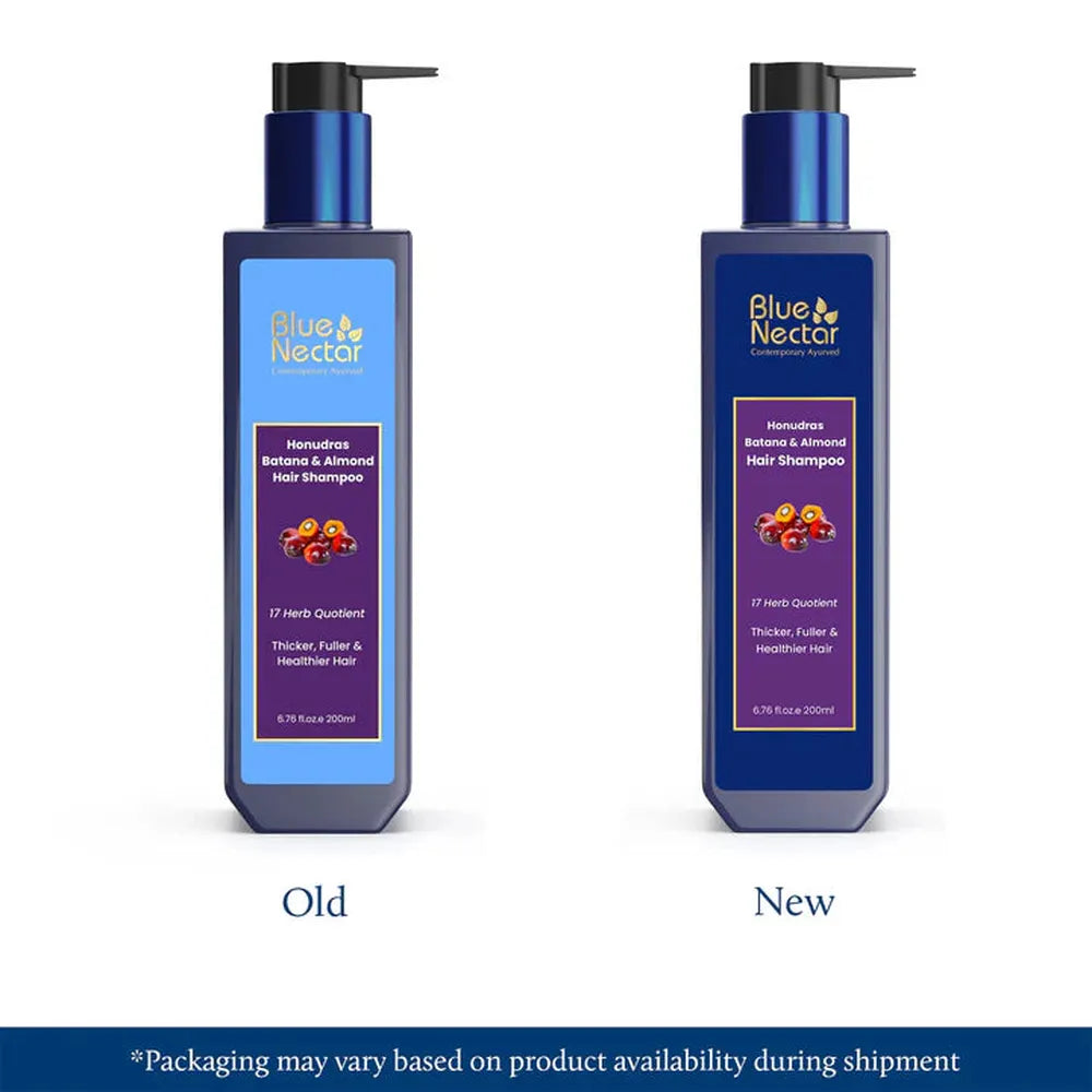 Blue Nectar Batana & Almond Hair Shampoo for Hair Growth (17 Herbs) - 200ml