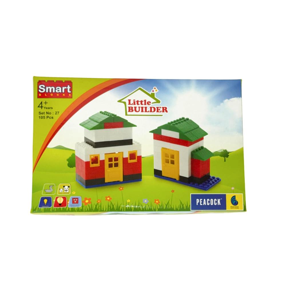 Peacock Toys & Games 105 Pieces Little Builder Interlocking Building Blocks | STEM Learning & Imaginative Play