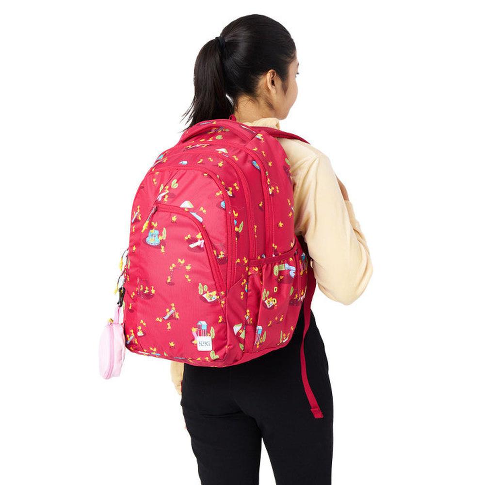 Wildcraft Girls 3 Compartments Backpack - Upto 23L | Duck Design - Red