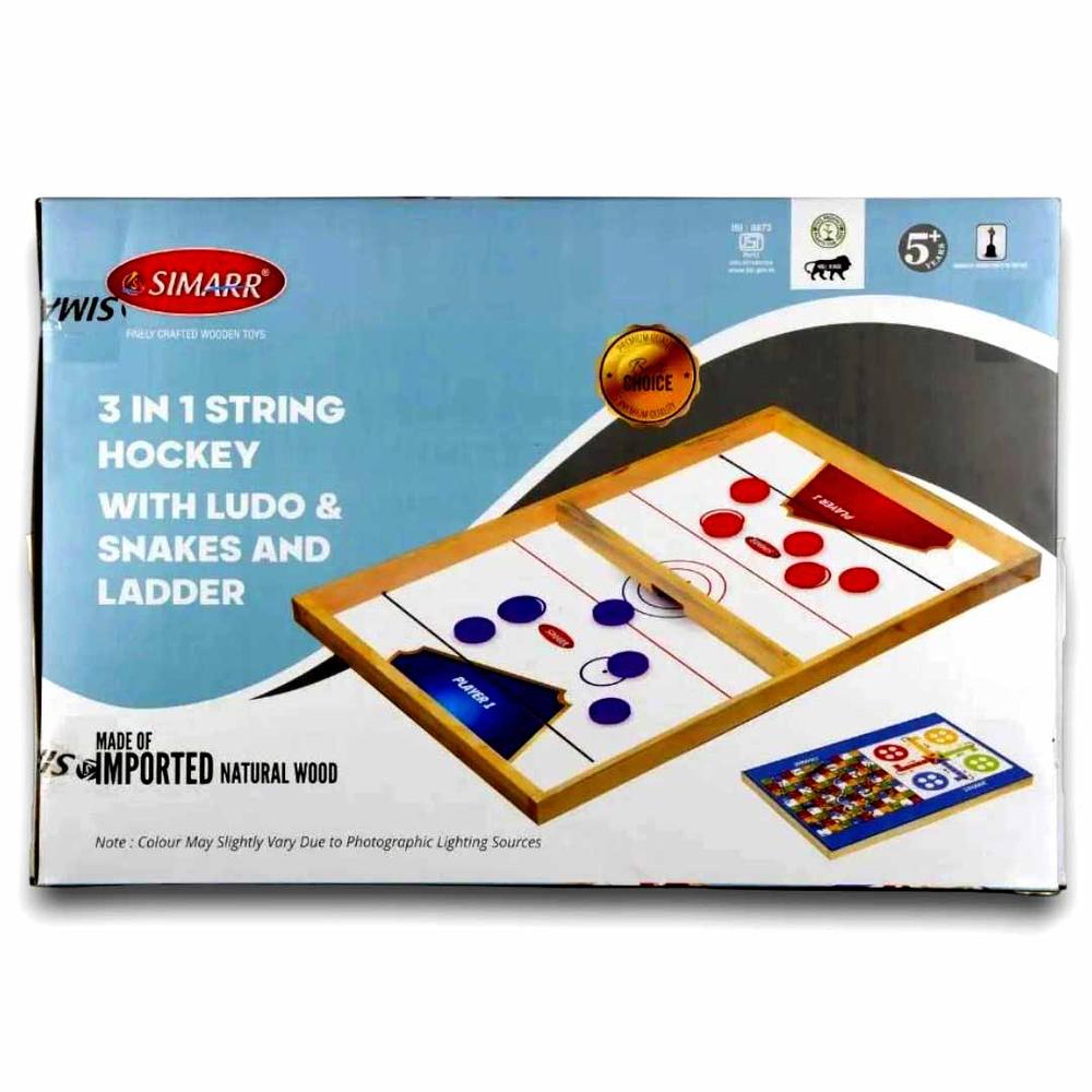 Simarr 3 in 1 String Hockey with Ludo & Snakes and Ladders