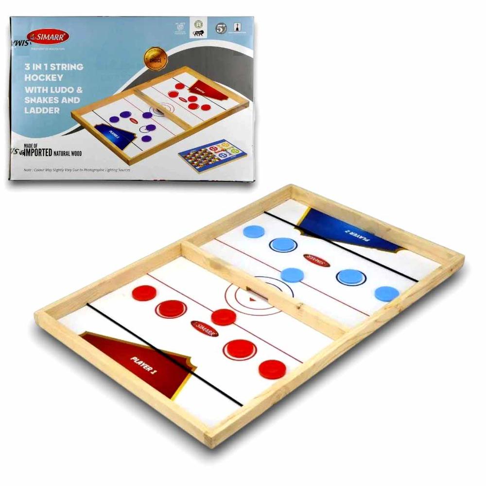 Simarr 3 in 1 String Hockey with Ludo & Snakes and Ladders
