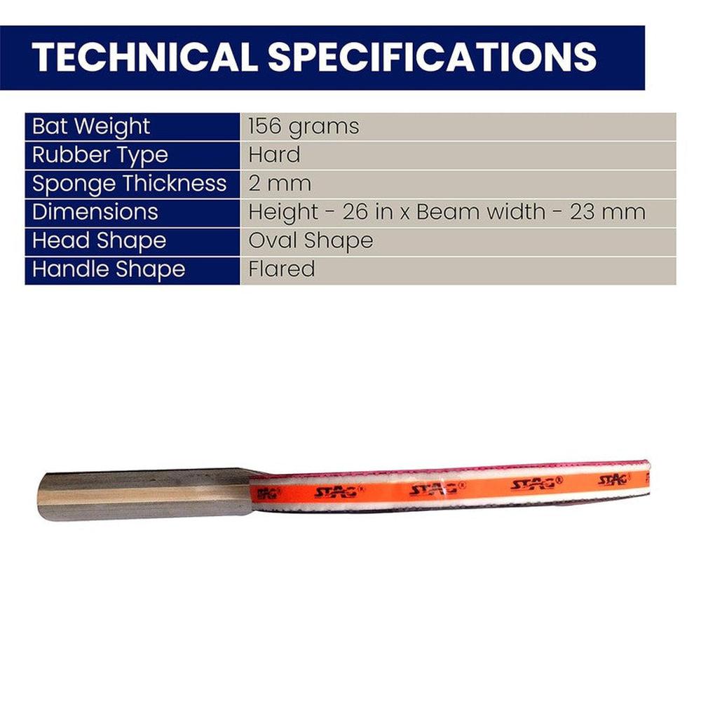 Stag Global Beginner ITTF Approved Rubber Tournament Table Tennis Racquet (9 Years till Grown Ups)
