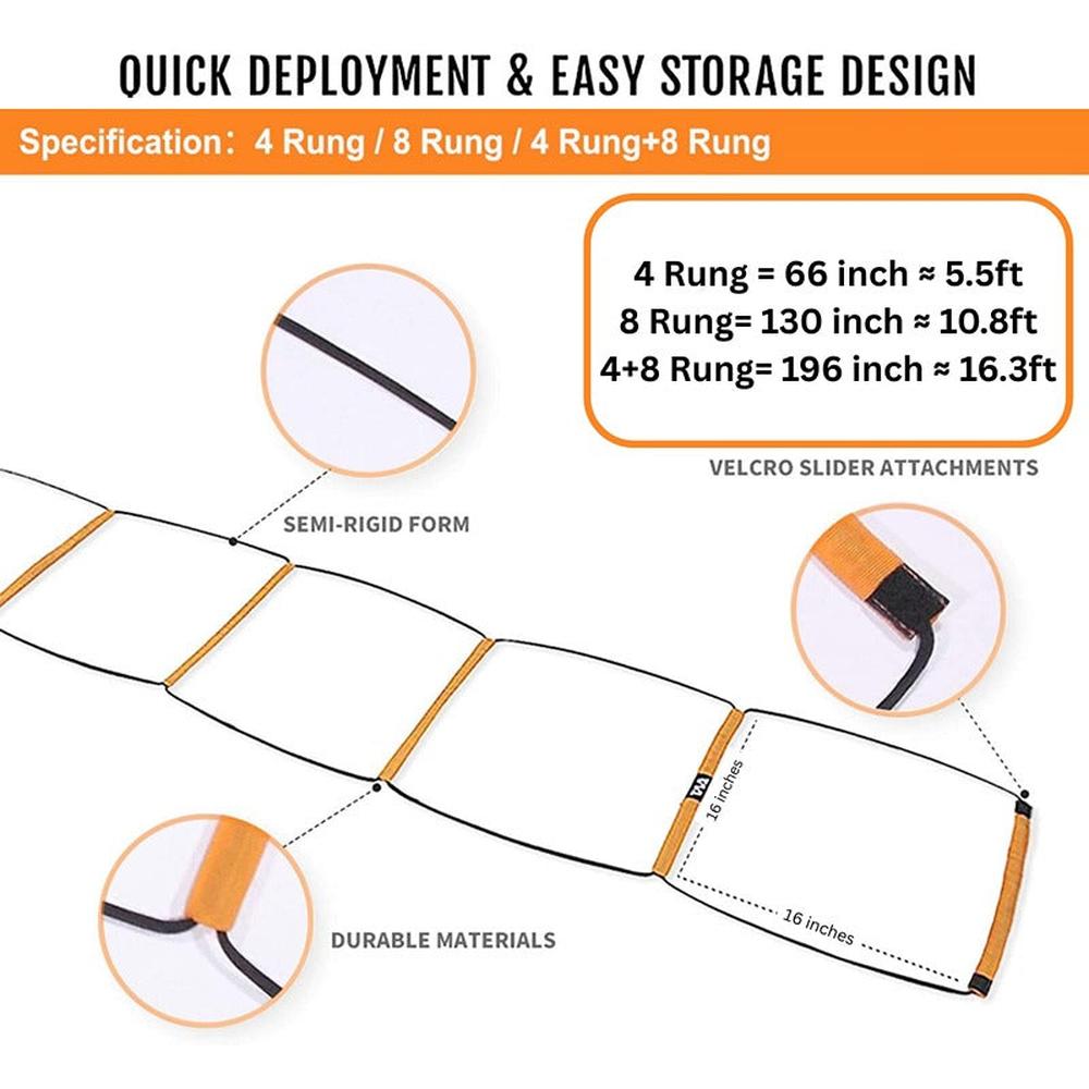 Hop N Play 4 Rung Agility Training Ladder | Foldable, Instant Set up & Tangle Free (6 Years till Grown Ups)