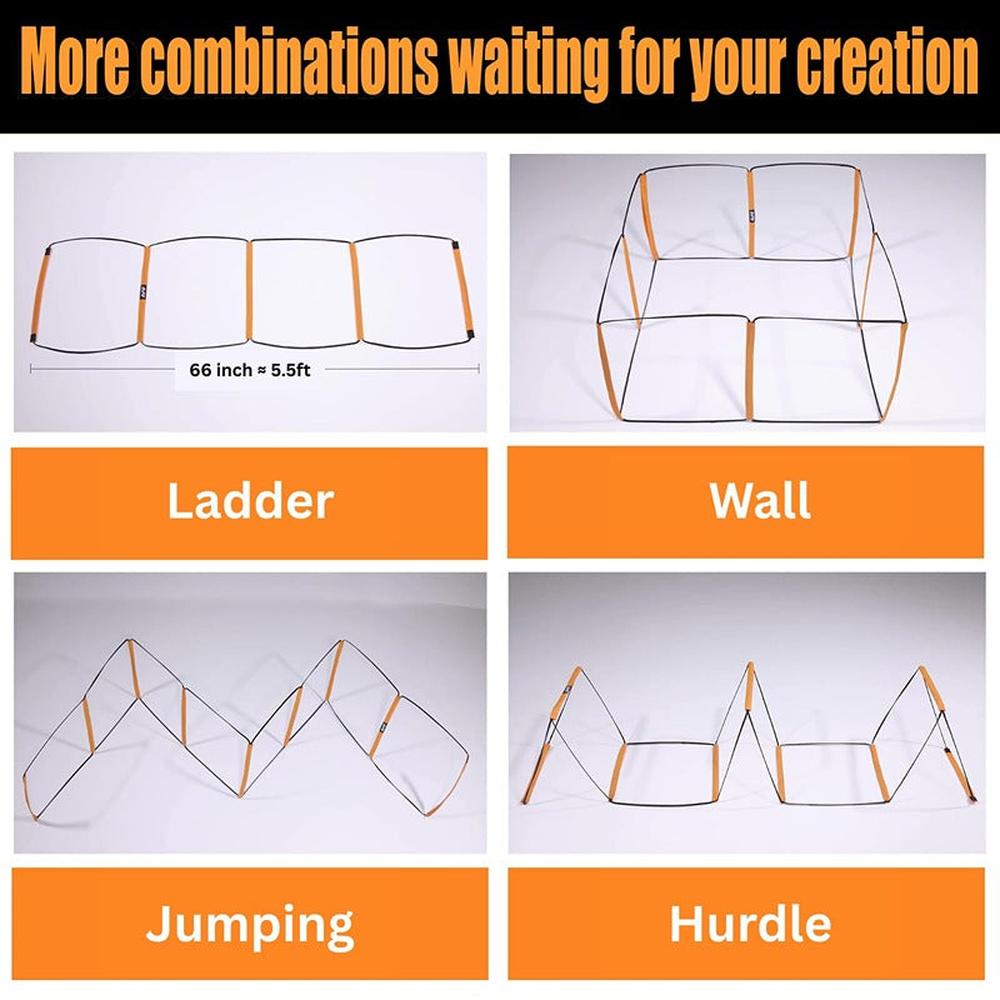 Hop N Play 4 Rung Agility Training Ladder | Foldable, Instant Set up & Tangle Free (6 Years till Grown Ups)