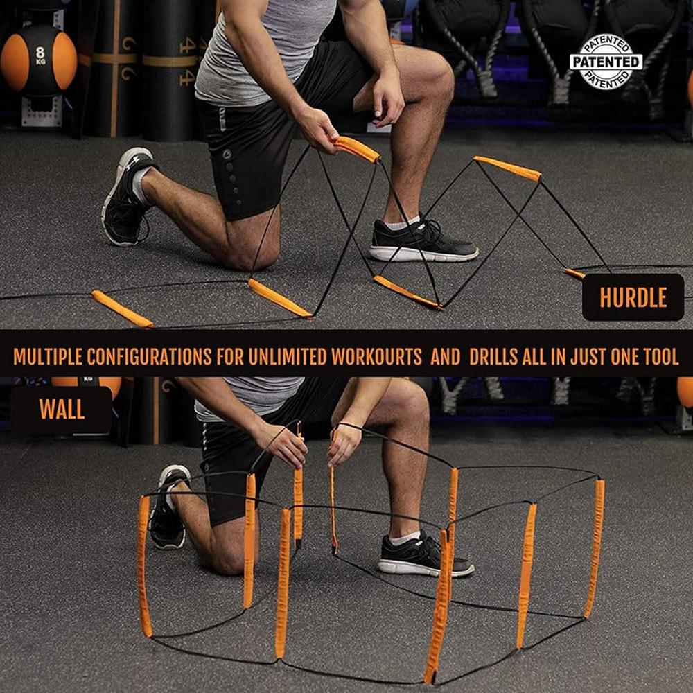 Hop N Play 4 Rung Agility Training Ladder | Foldable, Instant Set up & Tangle Free (6 Years till Grown Ups)