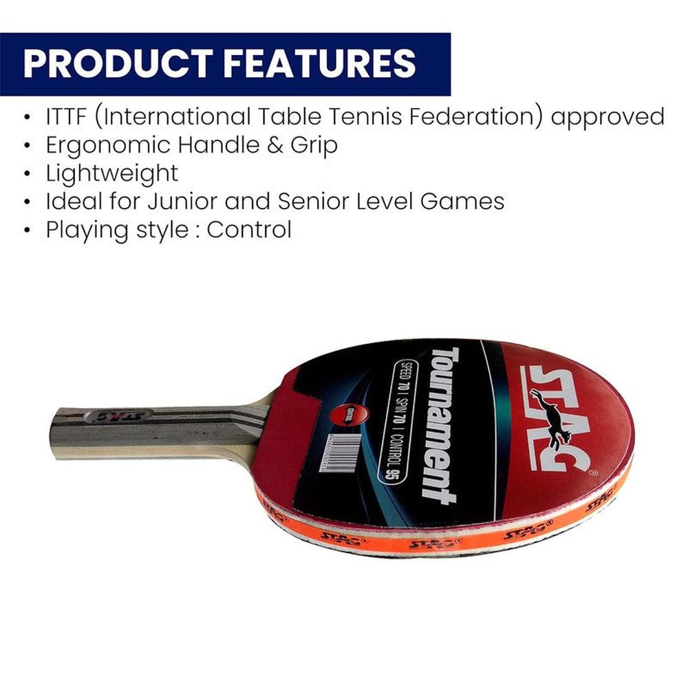 Stag Global Beginner ITTF Approved Rubber Tournament Table Tennis Racquet (9 Years till Grown Ups)