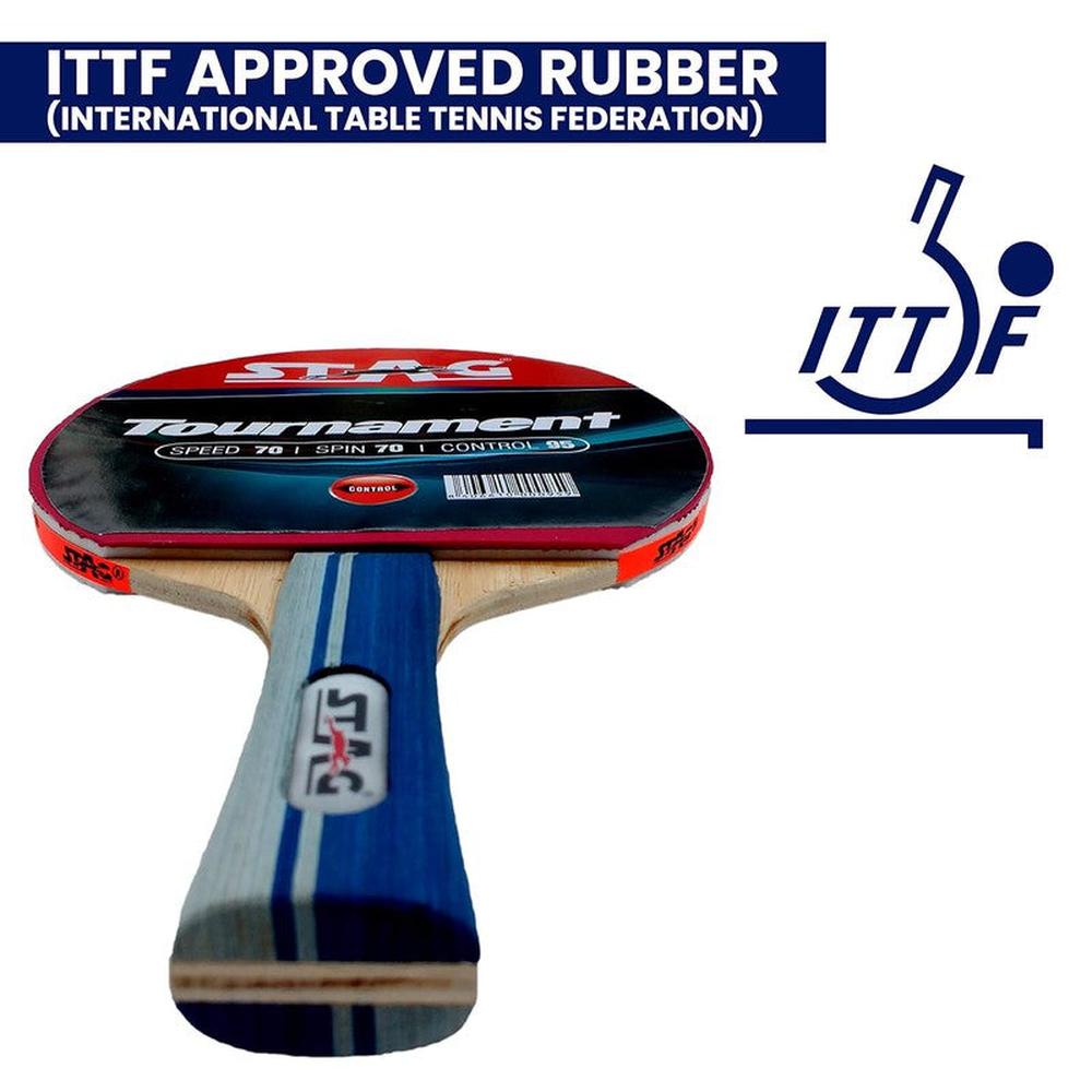Stag Global Beginner ITTF Approved Rubber Tournament Table Tennis Racquet (9 Years till Grown Ups)