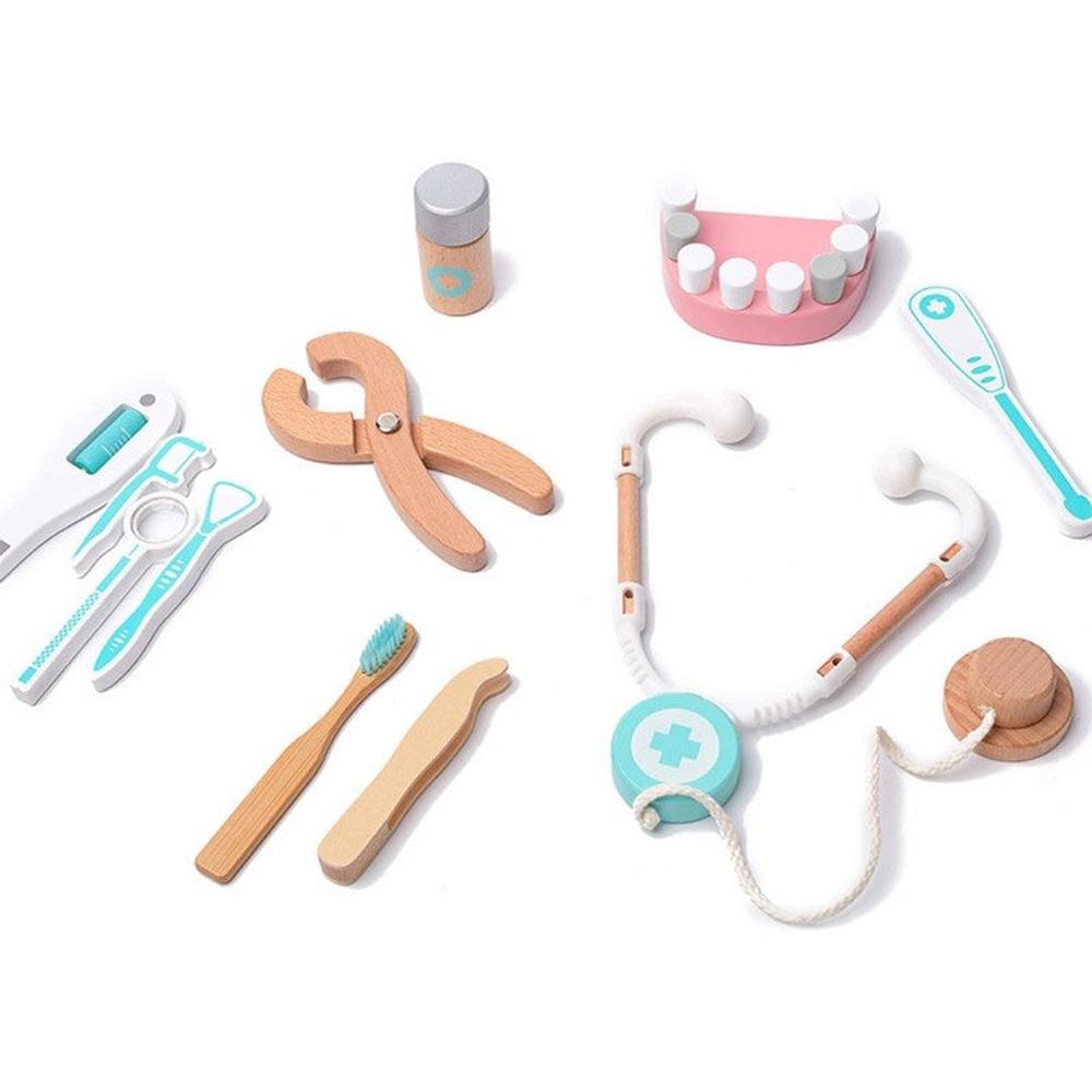 Nesta Toys 18 Pieces Wooden Little Dentist Clinic Pretend Play Set (3-7 Years)