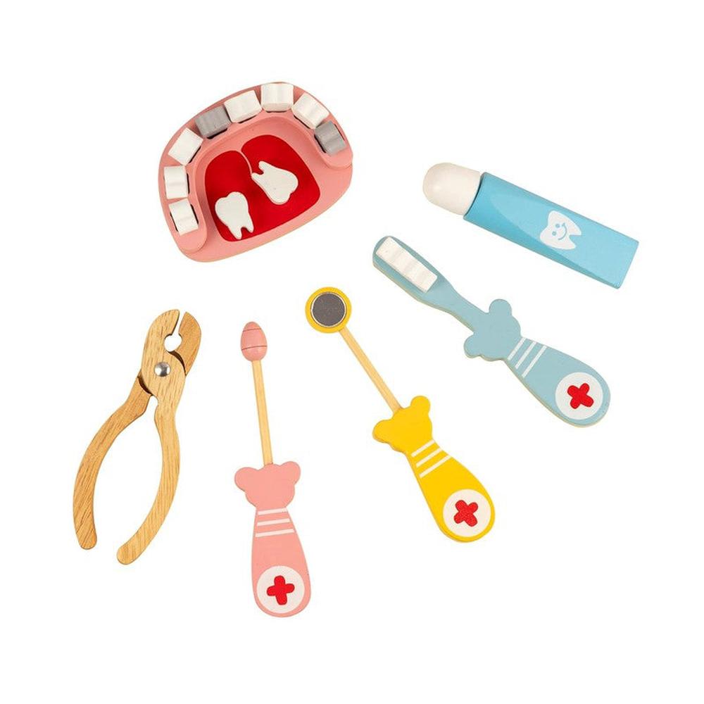 Playbox 16 Pieces Wooden Happy Teeth Set - Dentist Role-Play (3-7 Years)