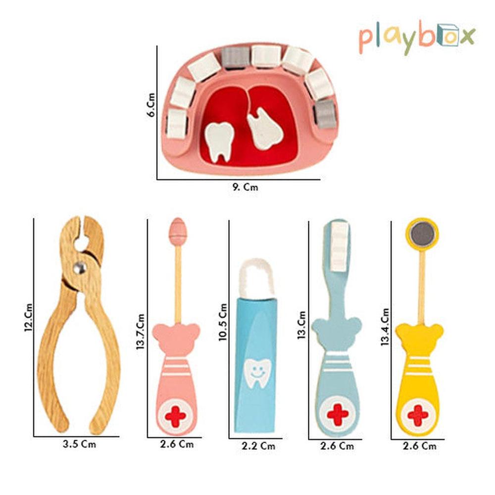 Playbox 16 Pieces Wooden Happy Teeth Set - Dentist Role-Play (3-7 Years)