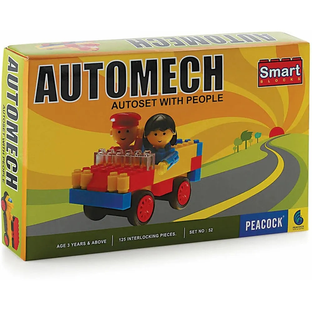 Peacock Toys & Games 125 Pieces Smart Blocks Automech Auto Building Block Set with People Figures