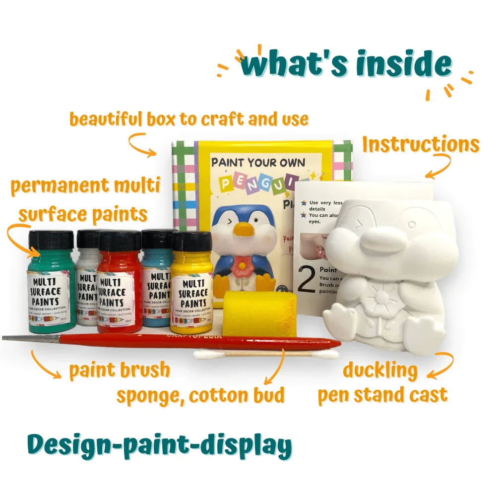 Craftopedia DIY Paint Your Own Pen Stand - Penguin