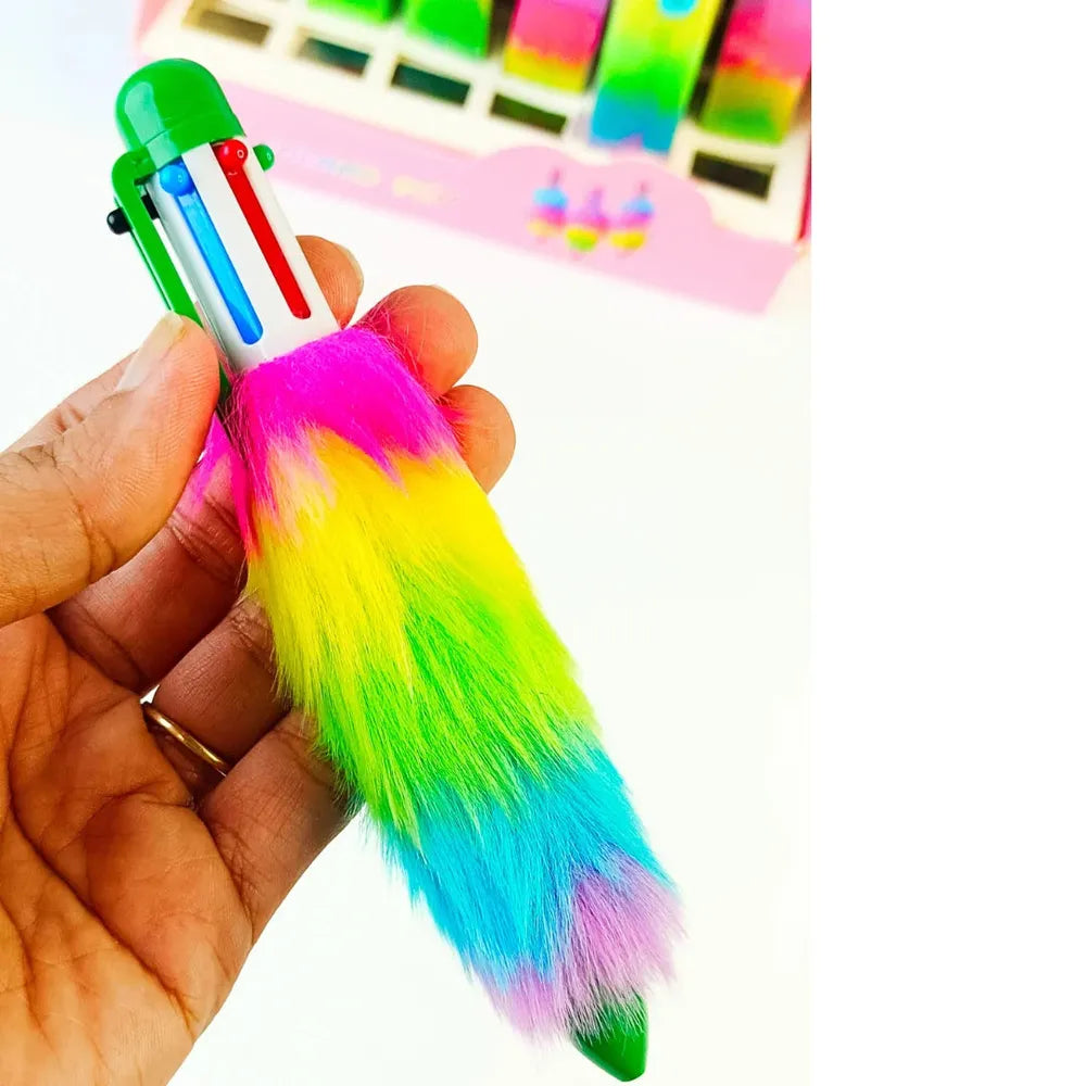 Set of 3 Rainbow Fur Ball Pen Set