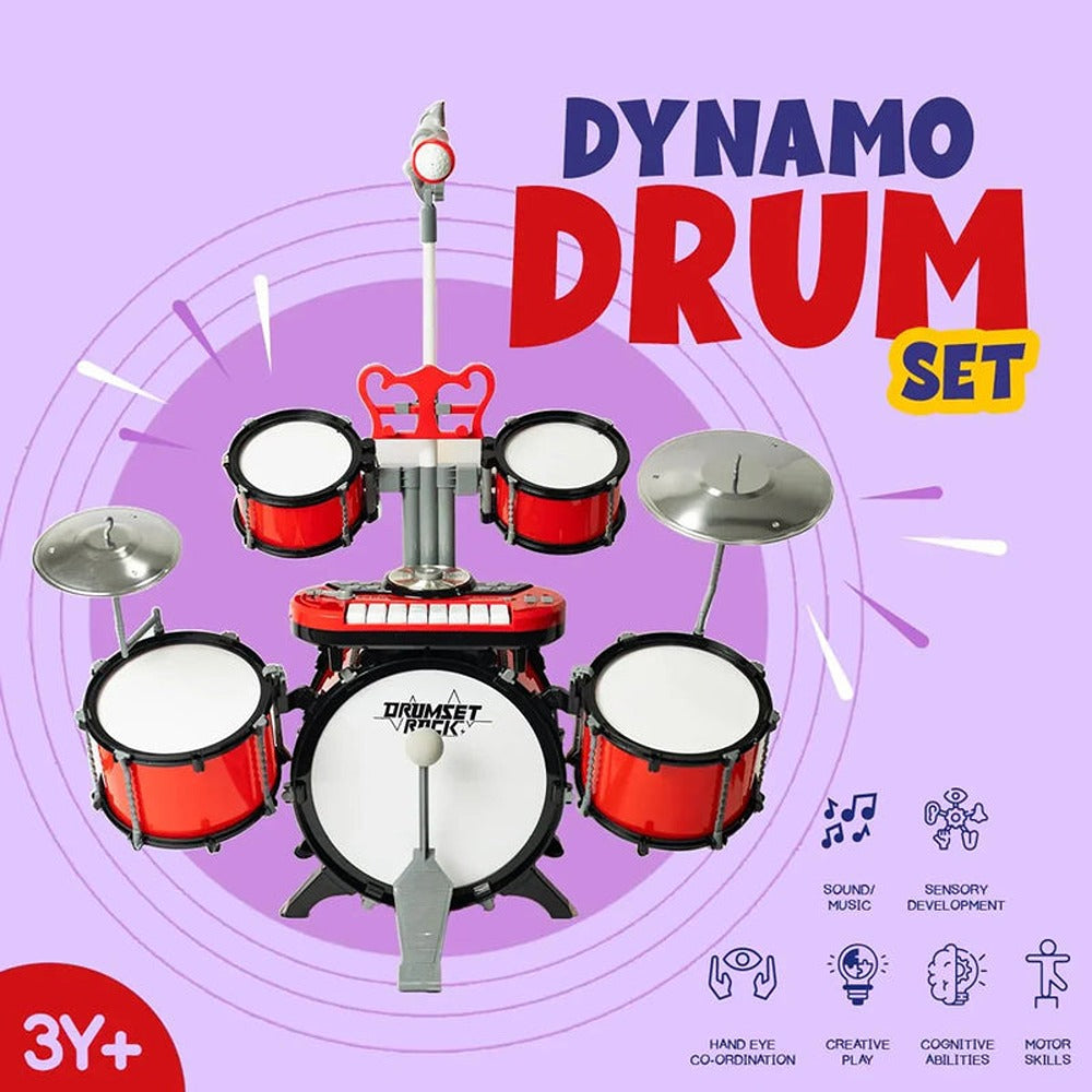 Dynamo Drumset with Keyboard, Microphone, MP3 Slot & DJ Effects (3-8 Years)