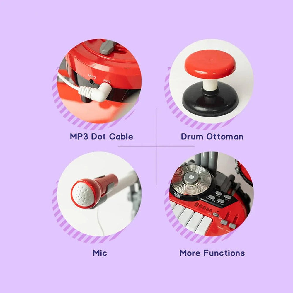 Dynamo Drumset with Keyboard, Microphone, MP3 Slot & DJ Effects (3-8 Years)
