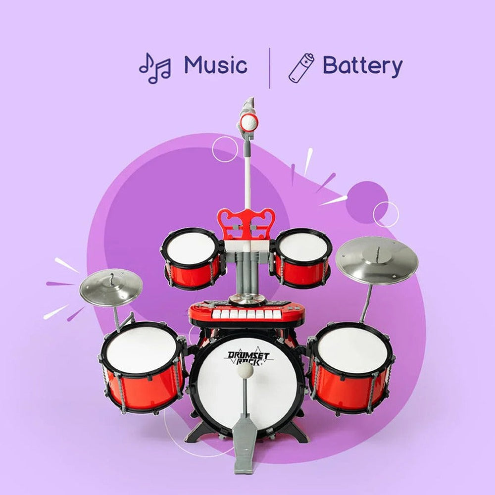 Dynamo Drumset with Keyboard, Microphone, MP3 Slot & DJ Effects (3-8 Years)