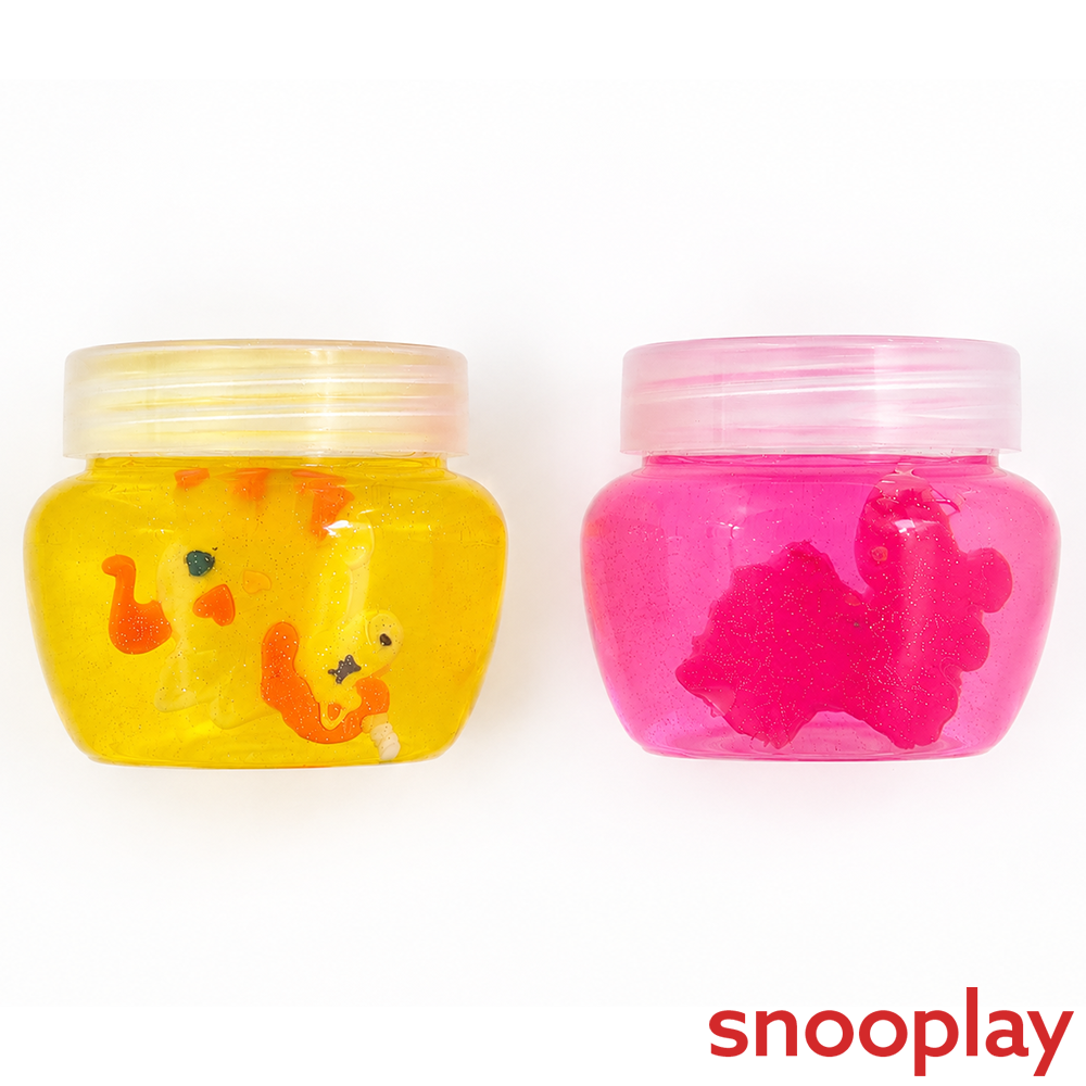 Set of 2 Crystal Mud Slime with Unicorn Inside for Kids - Pink & Yellow