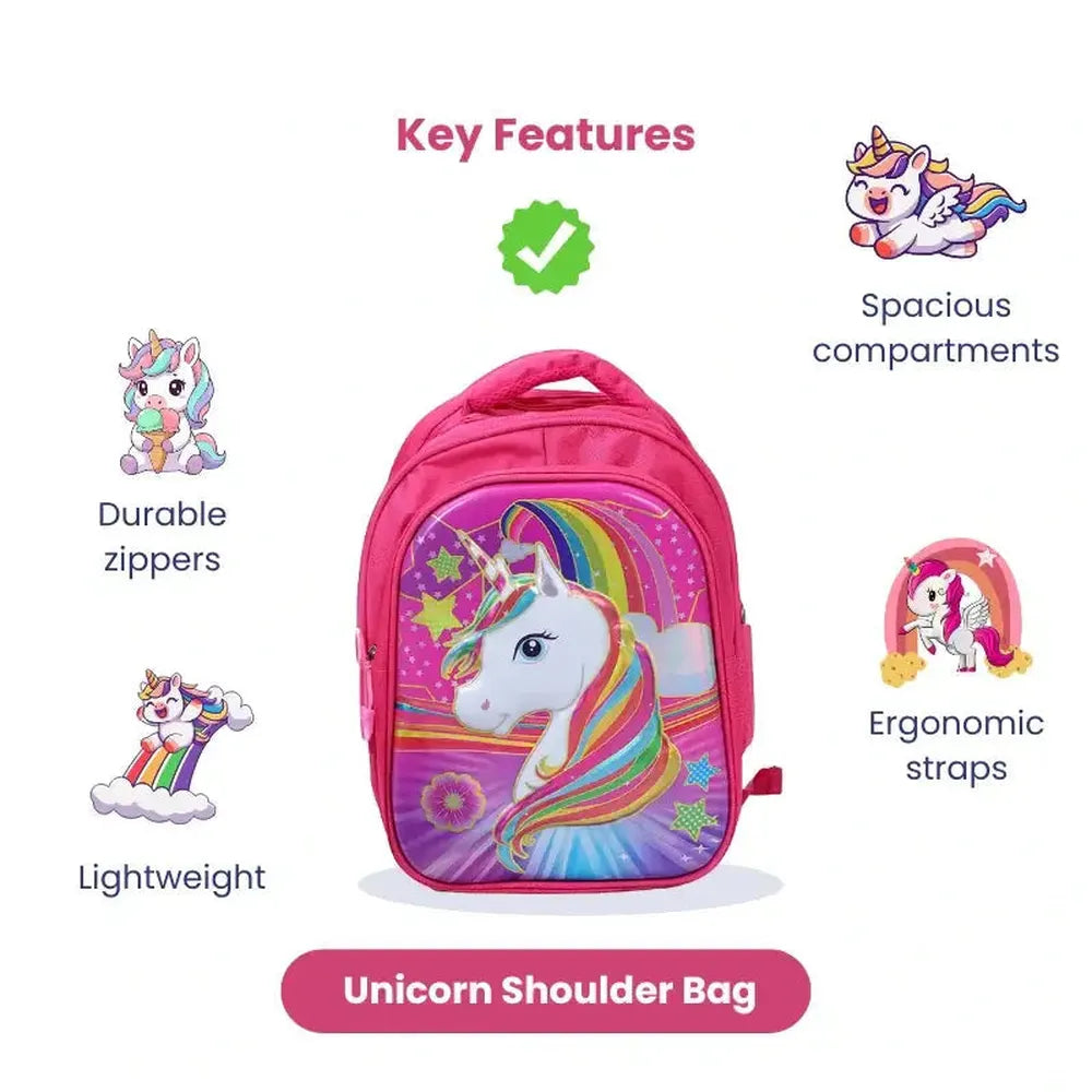 Ilearnngrow Unicorn Theme Lightweight School Bag for Kids