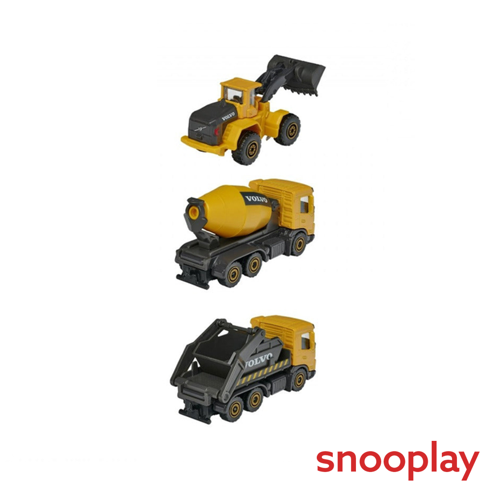 Original Licensed Majorette Set of 3 Volvo Diecast Construction Vehicle Set