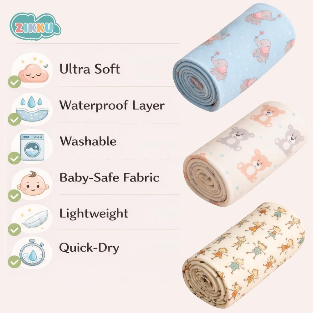 Zikku Printed Dry Sheet for Baby (Pack of 6) - Value Pack